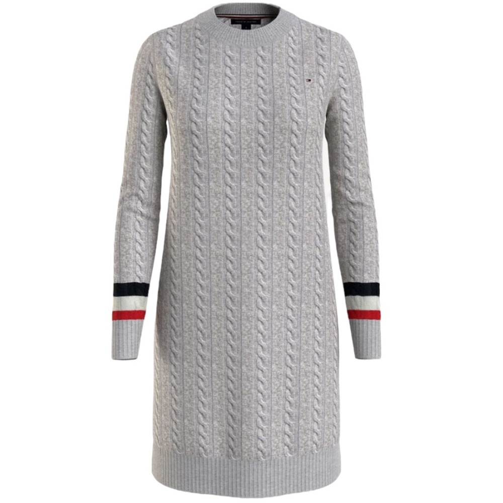 NWT | Tommy Hilfiger | Gray Logo Stripe Cable Knit Dress | Size Medium